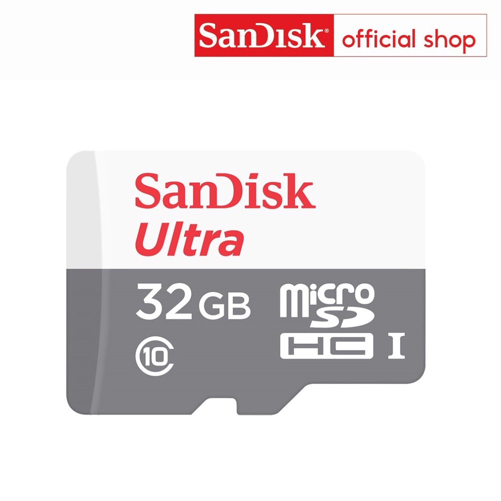ราคาและรีวิวSanDisk MicroSDHC Ultra ความเร็ว 100MB/S ความจุ 32GB Class10 (SDSQUNR-032G-GN3MN, Micro SD)