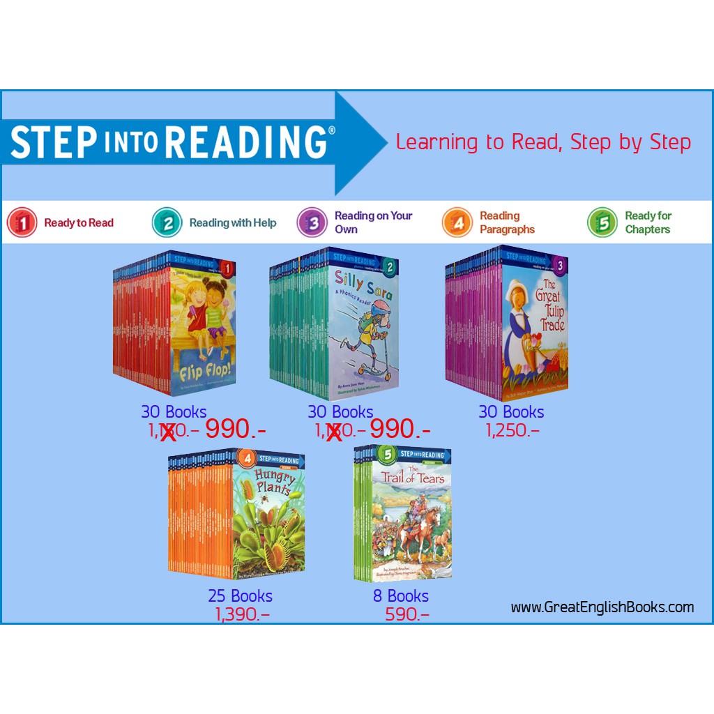 พร้อมส่ง-เซตหนังสือนิทานภาษาอังกฤษ-step-into-reading-level-5-8-books
