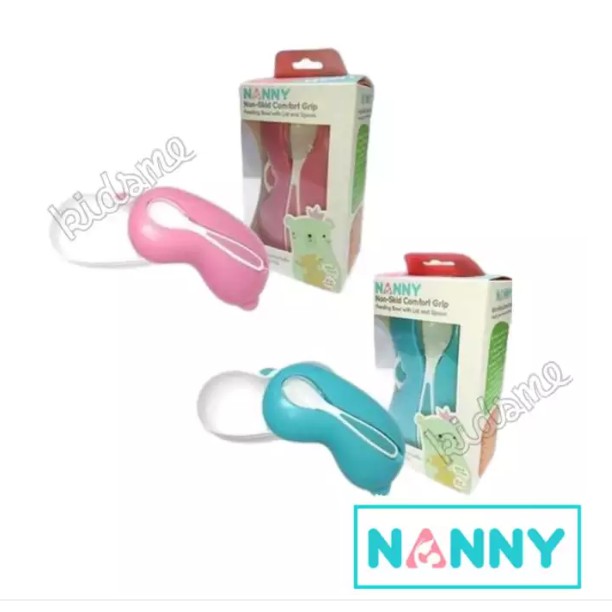 nanny-ชามป้อนอาหารเด็ก-แบ่งช่องแบบมีฝาปิดพร้อมช้อน-รุ่น-n5751-สีชมพู-หรือ-ฟ้า