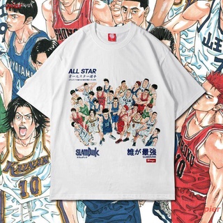 เสื้อยืดแขนสั้นพิมพ์ลายpier slam dunk เสื้อยืด ผู้หญิง ผู้ชาย สไตล์เกาหลี ตัวละครอนิเมะ ดพิมพ์ลายดผ้าเด้ง คอกลม cotton ย