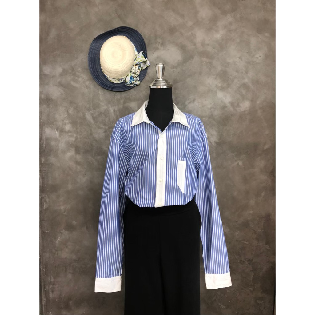 เสื้อเชิ้ต-ผ้า-cotton-สีฟ้าลายริ้ว-0126-15