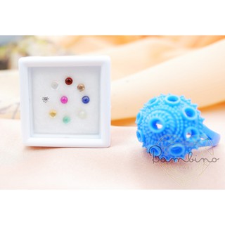 ฟรี!!พลอยนพเก้า 2.5mm.ตามตำราพลอยมงคลโบราณ พลอยแท้ 8 เม็ด + เพชร 1 เม็ด แถมฟรี! เทียนแหวนพลอยนพเก้าทรงซุ้มโบราณใหญ่