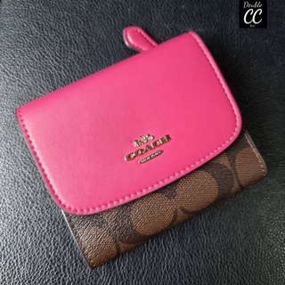 (แท้ 💯%‼ Factory) CO ACH F87589 SMALL WALLET IN SIGNATURE CANVAS