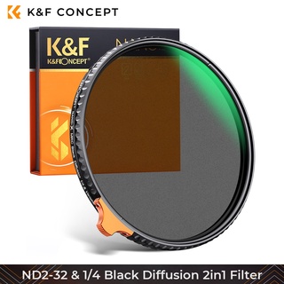 สินค้า K&f ฟิลเตอร์เลนส์กล้อง 2 in 1 ปรับได้ ND2-32 และฟิลเตอร์หมอก 1/4 เคลือบสีเขียว