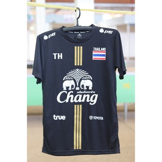 เสื้อเชียร์ไทย คอกลม 3แถบ เนื้อผ้ายืดหยุ่นดี สวมใส่สบาย แห้งเร็ว และระบายอากาศได้ดี