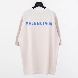 เสื้อยืดสีพื้น - B-ALENCIAGA โลโก้ตัวอักษรกลับโลโก้แขนสั้นเสื้อยืดแขนสั้น