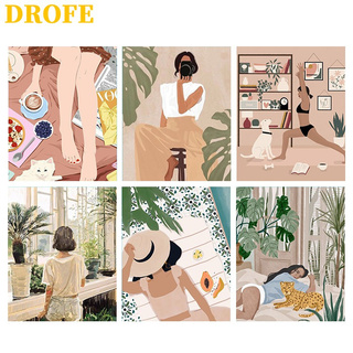 ภาพหน้าปกสินค้าDrofe ภาพวาดระบายสีตามตัวเลข ตัวเลขไม่มีกรอบรูปสไตล์เกาหลี Diy สําหรับตกแต่งบ้าน 40X50 ซม. ซึ่งคุณอาจชอบสินค้านี้