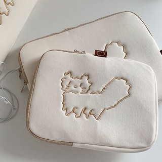 (พร้อมส่ง) White Cat กระเป๋าไอแพด โน๊ตบุ๊ค iPad Tablet pouch bag ขนาด 11 นิ้ว 13นิ้ว