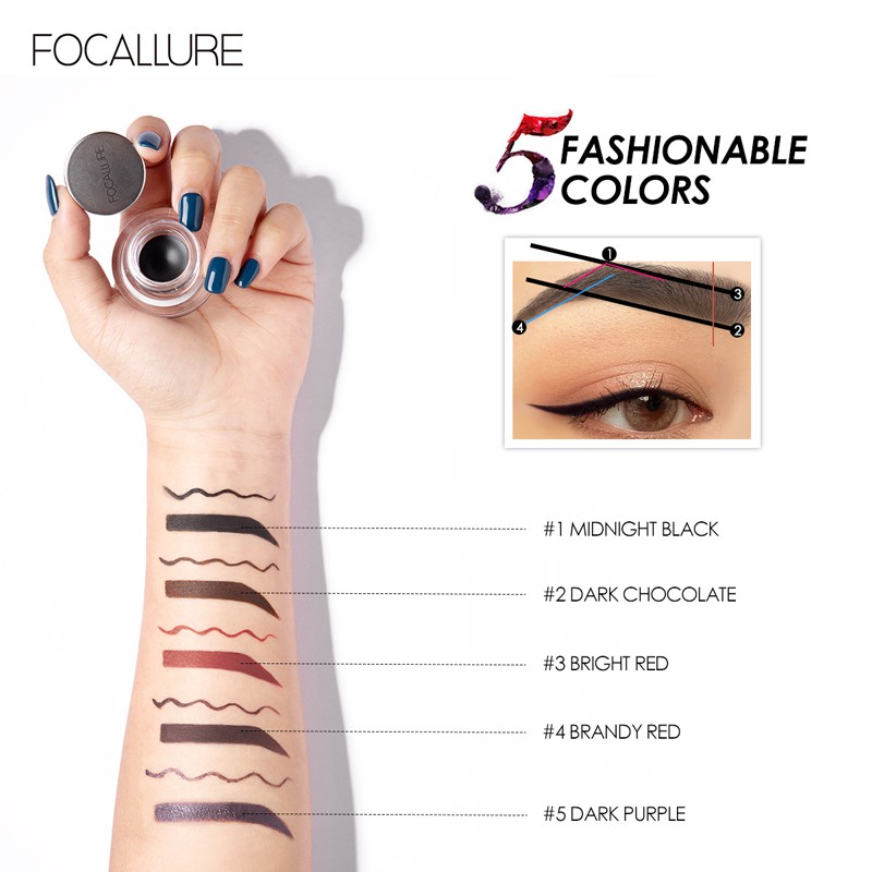 ภาพสินค้าFOCALLURE อายไลเนอร์ ที่เขียนคิ้ว เนื้อเจลครีม กันน้ำ ติดทนนาน เขียนง่าย สวย แบบมืออาชีพ 5 สี จากร้าน focallure.th บน Shopee ภาพที่ 3