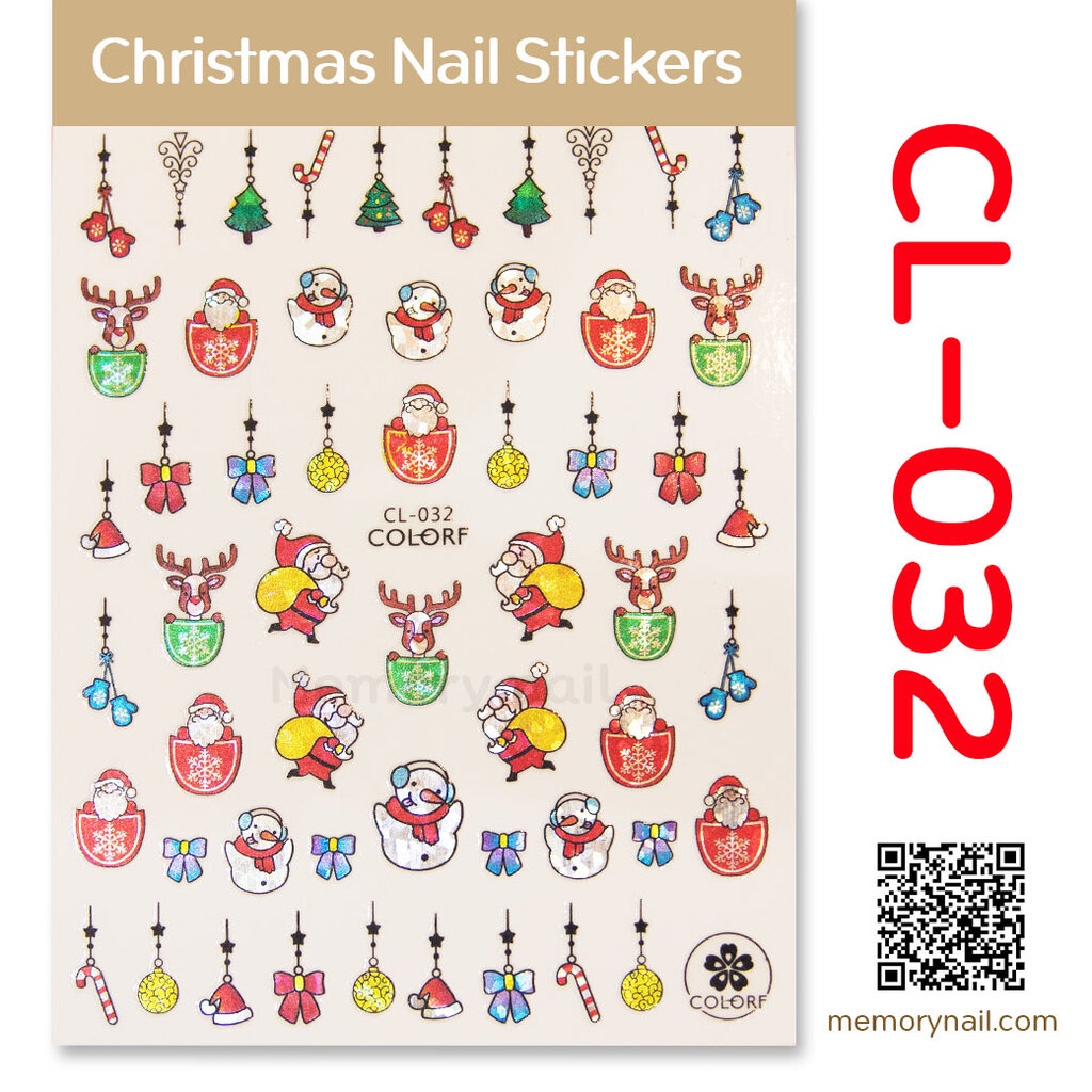 ภาพสินค้าNEW  ️ สติ๊กเกอร์ติดเล็บ คริสต์มาส christmas nail stickers สติ๊กเกอร์คริสมาสต์ ติดเล็บ  (( รหัส CL )) เล่นแสง จากร้าน memorynail บน Shopee ภาพที่ 6