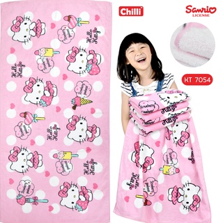 "ของแท้ 100%" Sanrio Towel ผ้าขนหนู ผ้าเช็ดตัว ลิขสิทธิ์ Hello Kitty KT-7054 ขนาด 16x32 นิ้ว(ผ้าเช็ดผม)