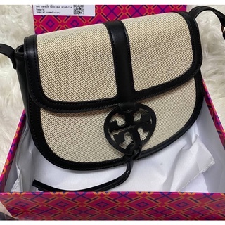 TORY BURCH MILLER CANVAS QUADRANT SADDLE BAG