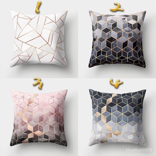 【บลูไดมอนด์】Nordic Style Geometric Printed Cushion Cover Polyester Throw Pillow Cases for Sofa Car Black Home Decorative