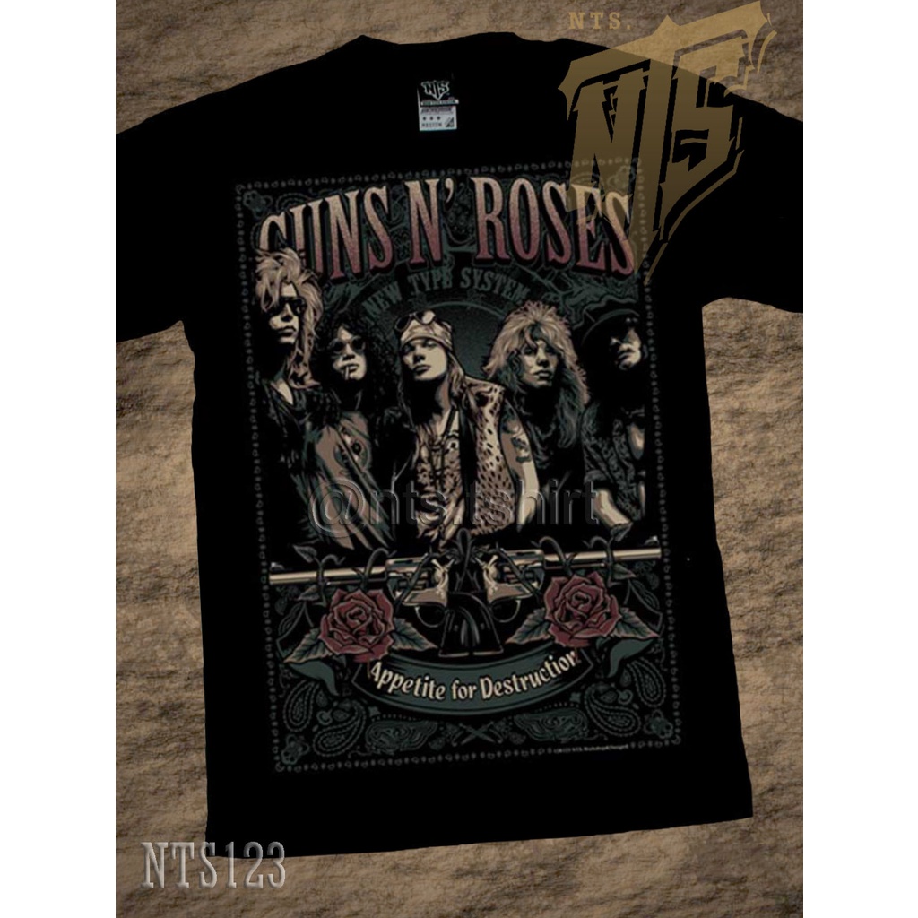 ผ้าฝ้าย-100-123-gnr-guns-n-roses-rock-เสื้อยืด-เสื้อวง-เสื้อดำ-สกรีนลายอย่างดี-ผ้าหนานุ่ม-ไม่หดไม่ย้วย-t-shirt