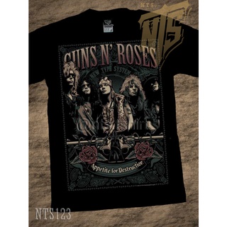 【🔥🔥】ผ้าฝ้าย 100% 123 GNR Guns N Roses  ROCK เสื้อยืด เสื้อวง เสื้อดำ สกรีนลายอย่างดี ผ้าหนานุ่ม ไม่หดไม่ย้วย  T SHIRT