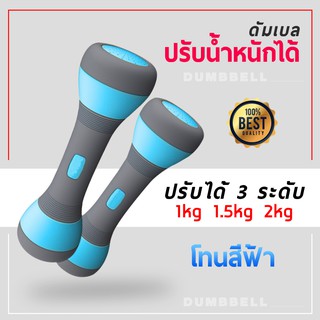 ดัมเบลสำหรับผู้หญิง ปรับน้ำหนักได้ 1-2 กก. 1 คู่ 2 ชิ้น กะทัดรัด พกพาสะดวก (สีฟ้า)