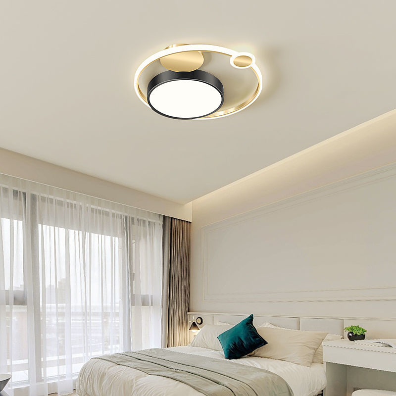 สีทอง-โคมไฟเพดานห้องนอน-ไฟห้องนอนหรูหราสไตล์นอร์ดิก-ไฟเพดาน-led-ไฟเพดานเรียบง่ายและทันสมัย-ไฟแต่งห้อง