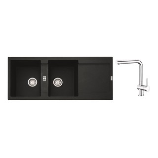 Embedded sink BUILT-IN SINK FRANKE MRG 621 BK+TP SMART 2B1D BLACK Sink device Kitchen equipment อ่างล้างจานฝัง ซิงค์ฝัง