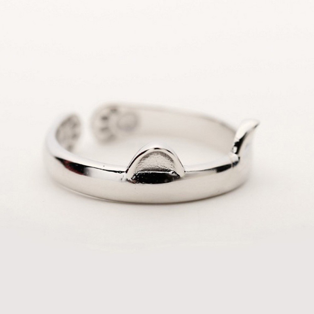 แหวนชุบเงิน-แท้-s925-รูปหูแมว-ปรับได้-สําหรับผู้หญิง