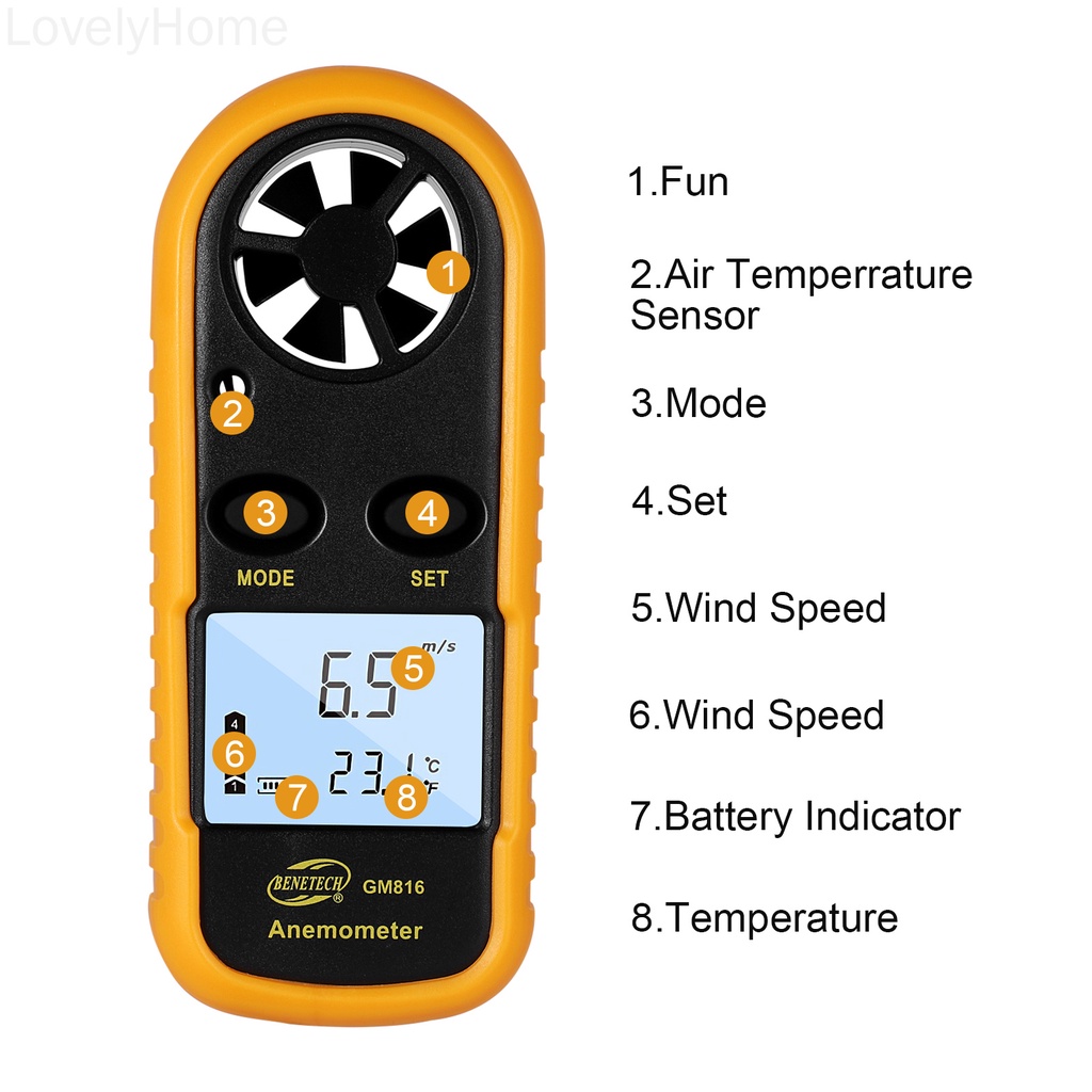 เครื่องวัดความเร็วลมดิจิตอลจอแสดงผล-lcd-เครื่องวัดอุณหภูมิลม