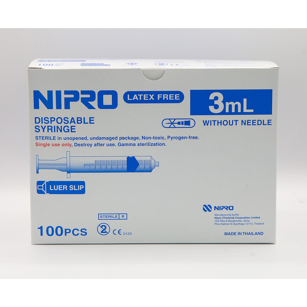 Nipro Syringe 3 mL ไซริงค์พลาสติก,กระบอกฉีดยา SYRINGE NIPRO ขนาด 3 ml