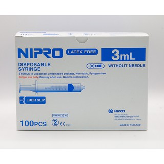 Syringe Nipro ไซริงค์ นิโปร ขนาด 3 ml 100 อัน ยกกล่อง