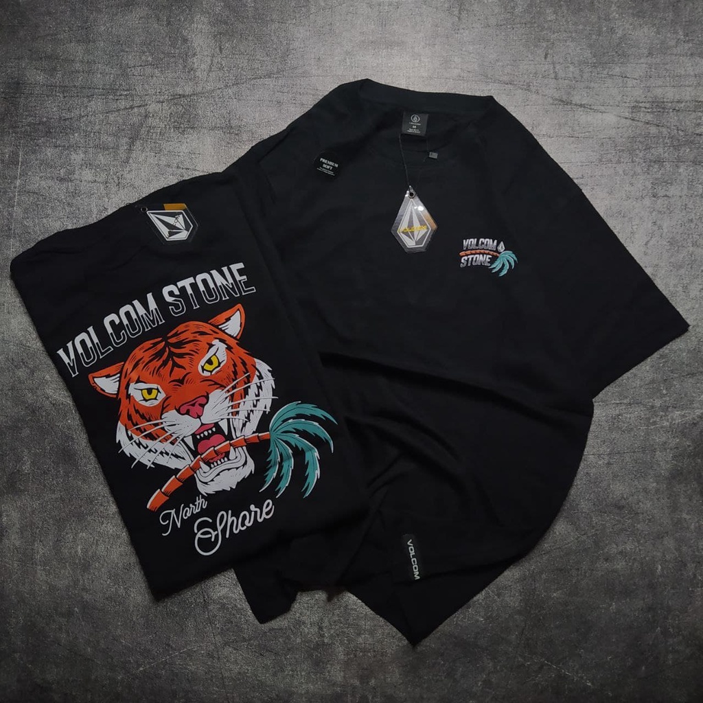 เสื้อยืด-พิมพ์ลาย-volcom-tiger-north-shore-สีดํา