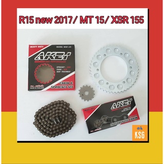 ชุดโซ่สเตอร์อย่างดี AKEI (428H) 14T-48T-132L สำหรับ R15 New 2017 / MT15 / XSR155 โซ่ข้อหนา 428H ได้ทั้งชุด 3 ชิ้น