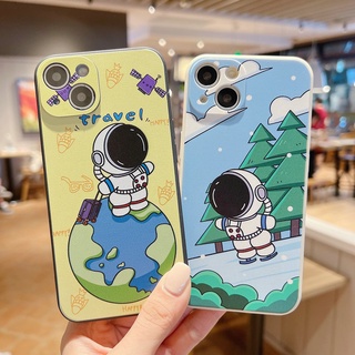 เคสโทรศัพท์มือถือ TPU นิ่ม ขอบตรง พิมพ์ลายนักบินอวกาศ สําหรับ Samsung Galaxy A53 A12 M12 A03S A21S A72 A52 A52S A51 A71 A33 A32 A13 A22