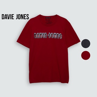 DAVIE JONES เสื้อยืดพิมพ์ลาย ทรง Regular Fit สีเทา สีแดง Graphic print T-shirt in grey red TB0285RE CD