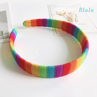 Blala ที่คาดผม ผ้ากํามะหยี่ขนนิ่ม ลายทาง สีรุ้ง ยืดหยุ่น เหมาะกับฤดูใบไม้ร่วง สําหรับผู้หญิง