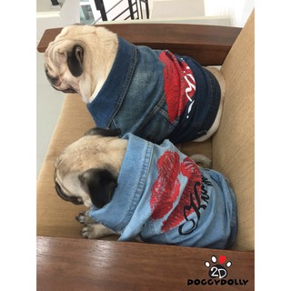 Fat dog -Pet cloths-Doggydolly  เสื้อยีนส ชุดหมาอ้วน  เฟร้น ปั๊ก บีเกิ้ล บลูด็อก เสื้อผ้าสุนัข เสื้อหมา หมาอวบ  FP-DJ034