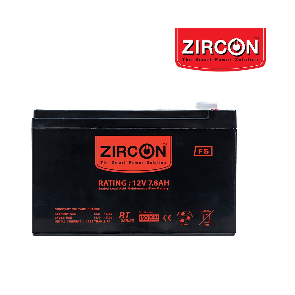 zircon-แบตเตอรี่-12v7-8ah-มือหนึ่ง100-ใช้ได้กับ-ups-ไฟฉุกเฉิน-เป็นแบตเตอรี่แห้ง-แบบปิดผนึก-ไม่ต้องเติมน้ำกลั่น