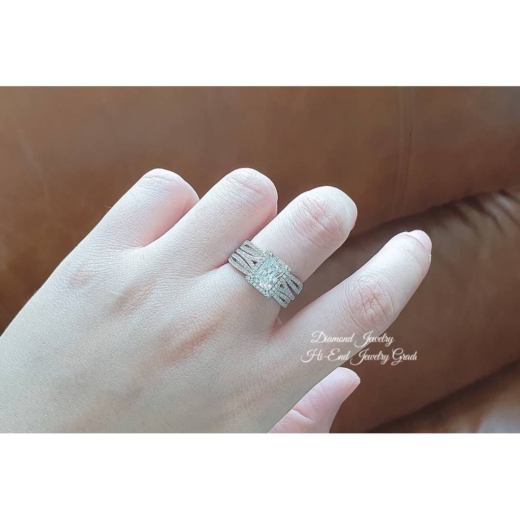 diamond-ring-งานเพชร-cz-แท้-งานเกรดจิวเวลรี่-ดีไซน์โมเดิร์น-สวยหรู-แหวนเซตมี-3-วง