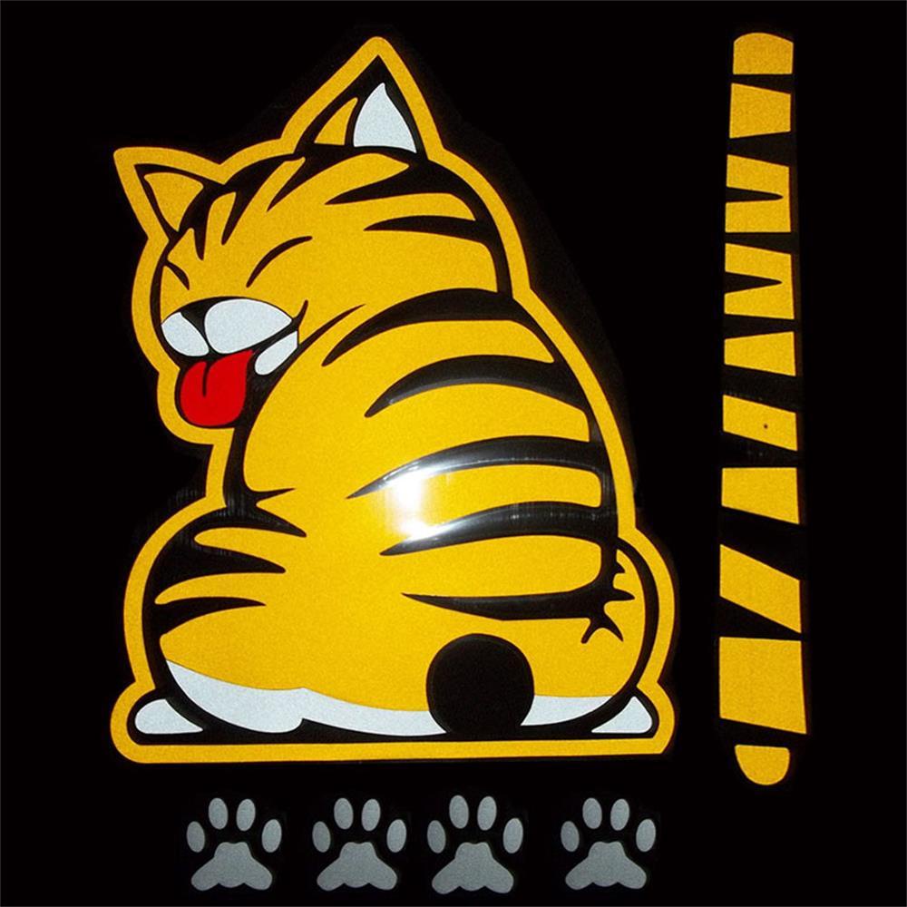 blueming2-สติกเกอร์-ลายการ์ตูนแมวสีเหลือง-กันน้ํา-สําหรับติดตกแต่งรถยนต์