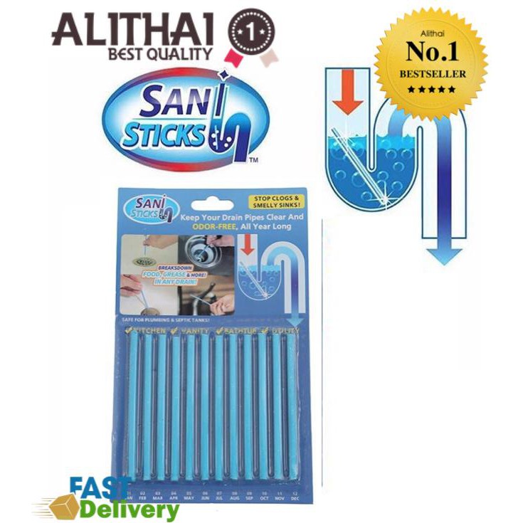 alithai-sani-sticks-ของแท้-แท่งทำความสะอาดท่อน้ำ-ทำความสะอาดท่อ-กันท่ออุดตัน-แท่งสีฟ้าไร้กลิ่นรบกวน-2pcs