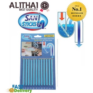 buybuytech Sani Sticks อุปกรณ์แก้ท่ออุดตัน แท่งทำความสะอาดท่อน้ำ ใช้งานได้อย่างง่าย - สีน้ำเงิน
