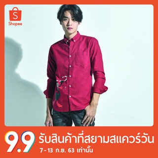 erawon Shop 0888DD เสื้อเชิ้ตผู้ชายแขนยาว อ็อกส์ฟอร์ด OXFORD SHIRT ANTIBAC LOONEY TUNES ทรง Regular fit  สี DAFFY DUCK