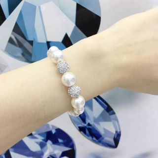 กำไลมุกสวารอฟสกี้ Swarovski crystal pearl bracelet