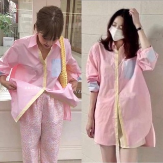 📌ทักก่อนสั่ง📌 เสื้อเชิ้ต ตัดต่อสลับสี ผ้าCotton  Oversize อก46” Issue