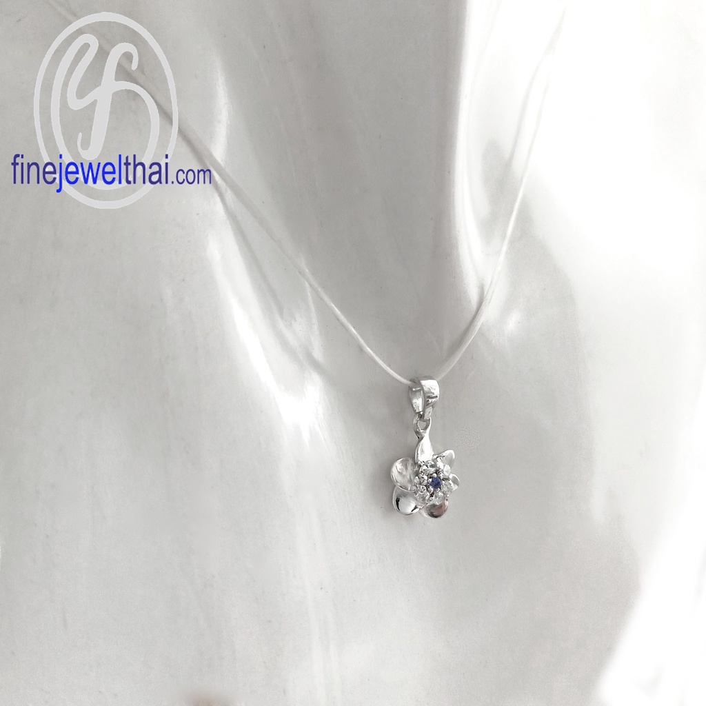 finejewelthai-จี้ไพลิน-ไพลิน-จี้พลอย-จี้เพชรcz-พลอยประจำเดือนเกิด-blue-sapphire-silver-pendant-birthstone-p1092bl00e