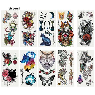 CHC_Fashion Waterproof Temporary Tattoo Sticker Body Art Snake Cat Dog Owl Decals