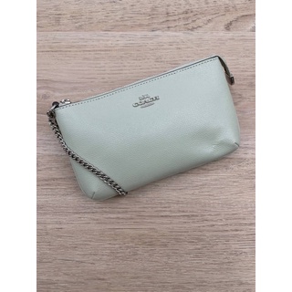 กระเป๋าคล้องมือ LARGE WRISTLET (COACH 73044) SV/PALE GREEN หนังแท้ สีเขียว สายโซ่