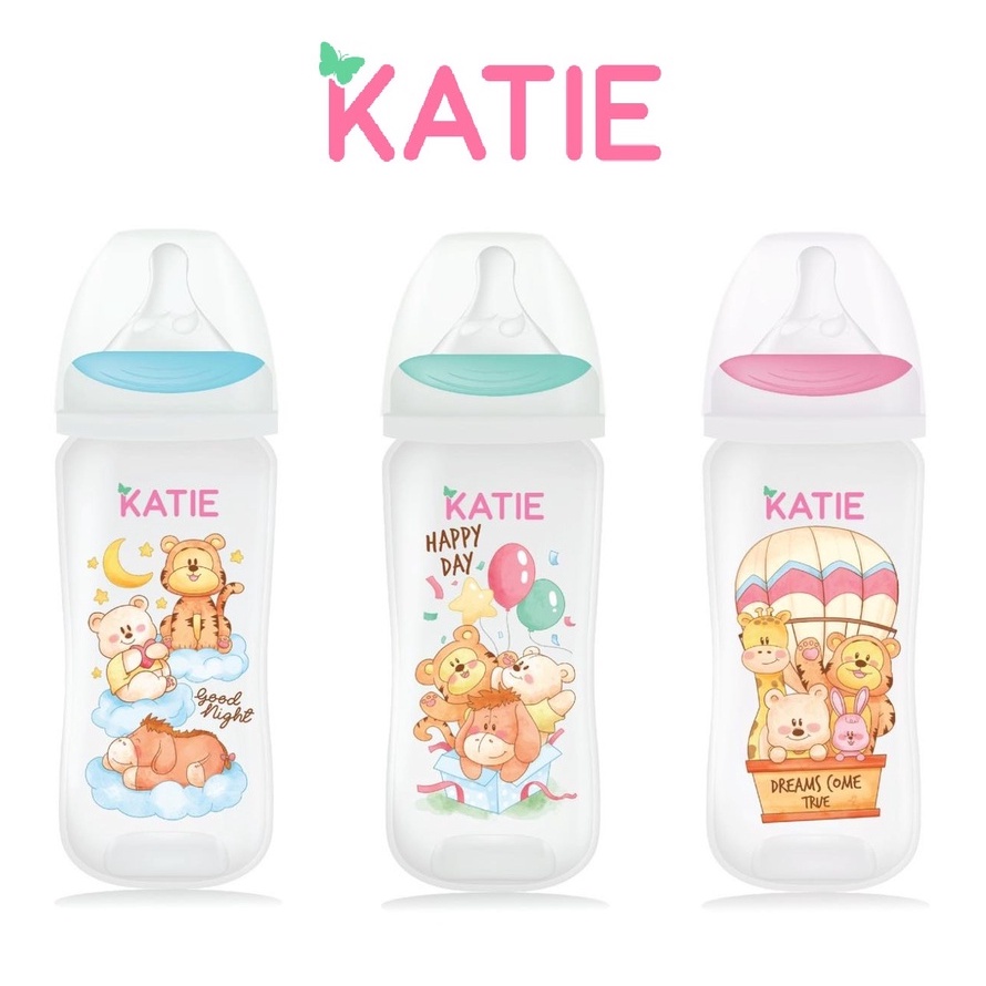 ภาพหน้าปกสินค้าขวดนมเด็ก จุกนมไม่ดูดไม่ไหล KATIE (เคที่) ขวดนมคอกว้าง PP ขนาด 5 และ 9 ออนซ์