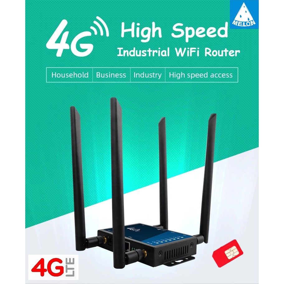 4G Router 300Mbps Industrial 4 Detachable Antennas SMA Port SIM Card