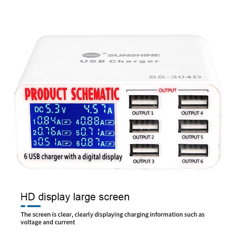 sunshine-ss-304d-อุปกรณ์ชาร์จ-usb-6-พอร์ต-สําหรับซ่อมแซมโทรศัพท์มือถือ