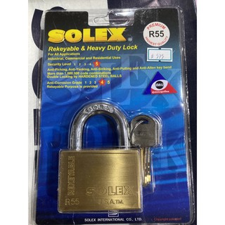 กุญแจทองเหลืองSOLEX55มิลห่วงสั้น