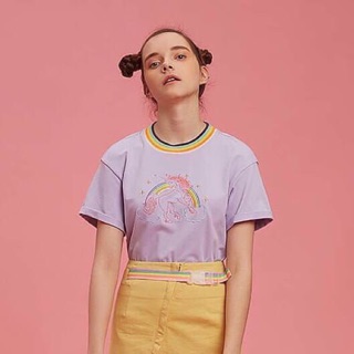  (มีโค้ดลด)Rainbow dash unicorn embroidery t-shirt