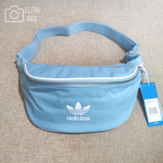 Sale ตำหนิเล็ก🔥 แท้ 💯 &lt;US 🇺🇸&gt; Adidas waist bag/Bum Bag - Sky Blue กระเป๋าคาดอก กระเป๋าคาดเอว อาดิดาส ใบใหญ่ สีฟ้า