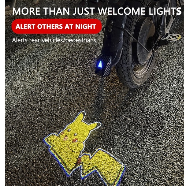 ไฟท้ายรถจักรยานยนต์-แบบไดนามิก-ลายการ์ตูน-welcome-light-สําหรับเด็ก